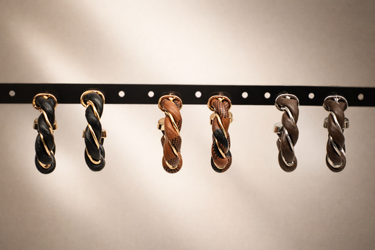 Creolen Nickelfrei Leder in Braun Schwarz Print Sweet7