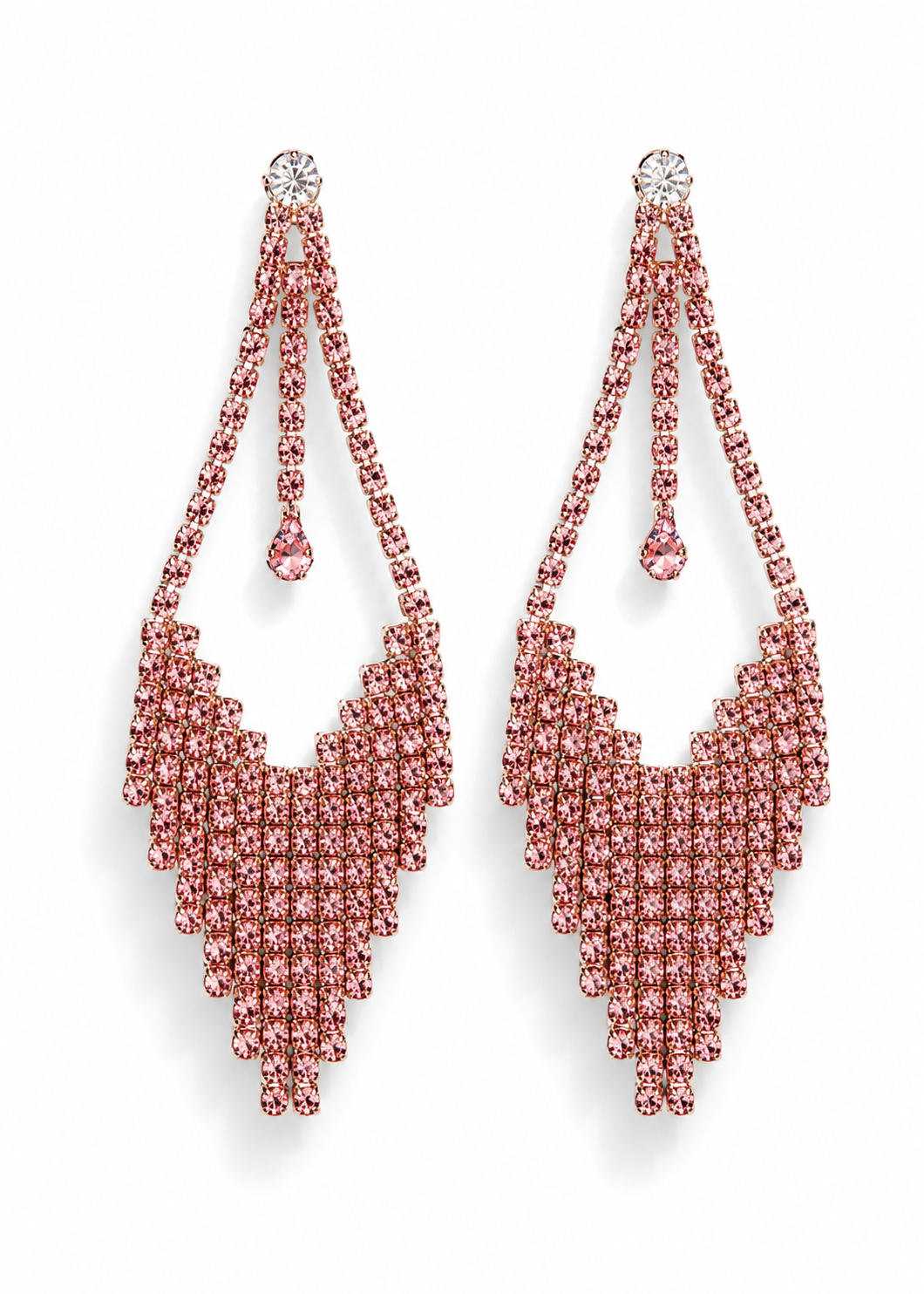 Ohrringe Ohrhänger Pink Statement Nickelfrei Straß Party Trendy Yehwang