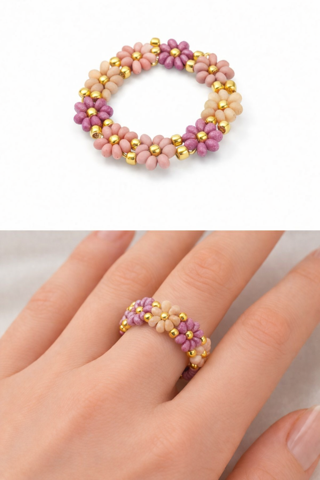 Ringe Elastische "Flower Power Ringe" Trend 2026 Miyuki Perlen Biba