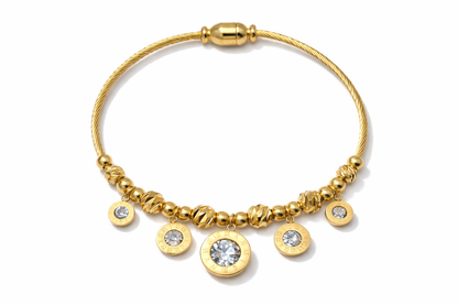 Armreif Feiner goldener Armreif runden Anhängern Kristall Römisch Trend Cosmos