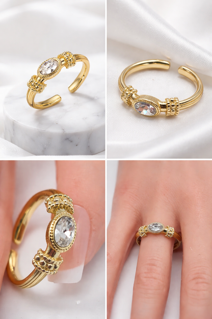 Ring Biba eingefasste Strassstein Verzierungen One Size Nickelfrei