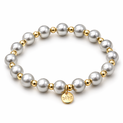 Armband elastisch Silbergrau mit Goldfarben in 3 Größen Trend Sommer Biba