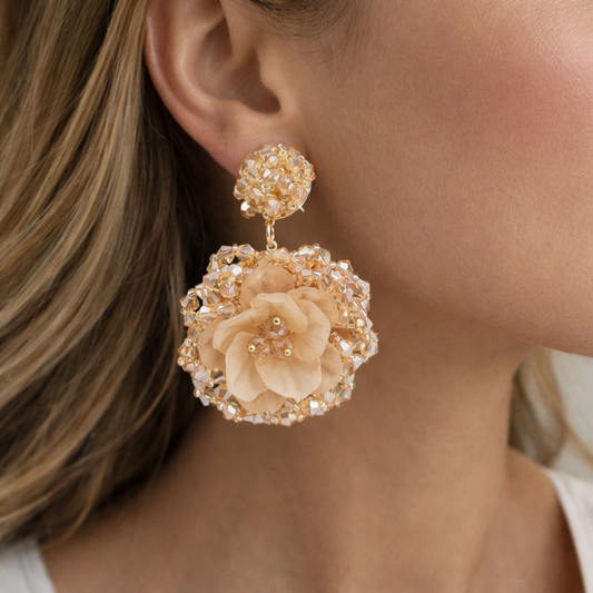 Ohrhänger blume creme abricot statement floral Sweet7