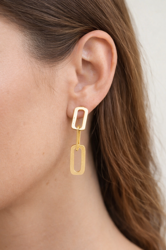 Ohrringe Ohrhänger Matt goldene Glieder Relief Nickelfrei Sweet7 elegant