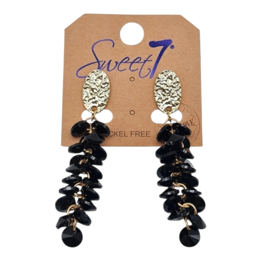 Ohrringe Orhänger Gold  schwarzen Perlenkaskade Nickelfrei Sweet7 elegant