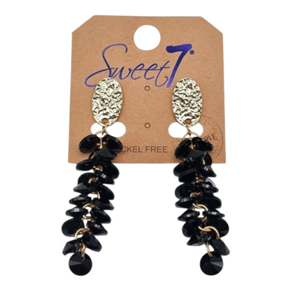 Ohrringe Orhänger Gold  schwarzen Perlenkaskade Nickelfrei Sweet7 elegant