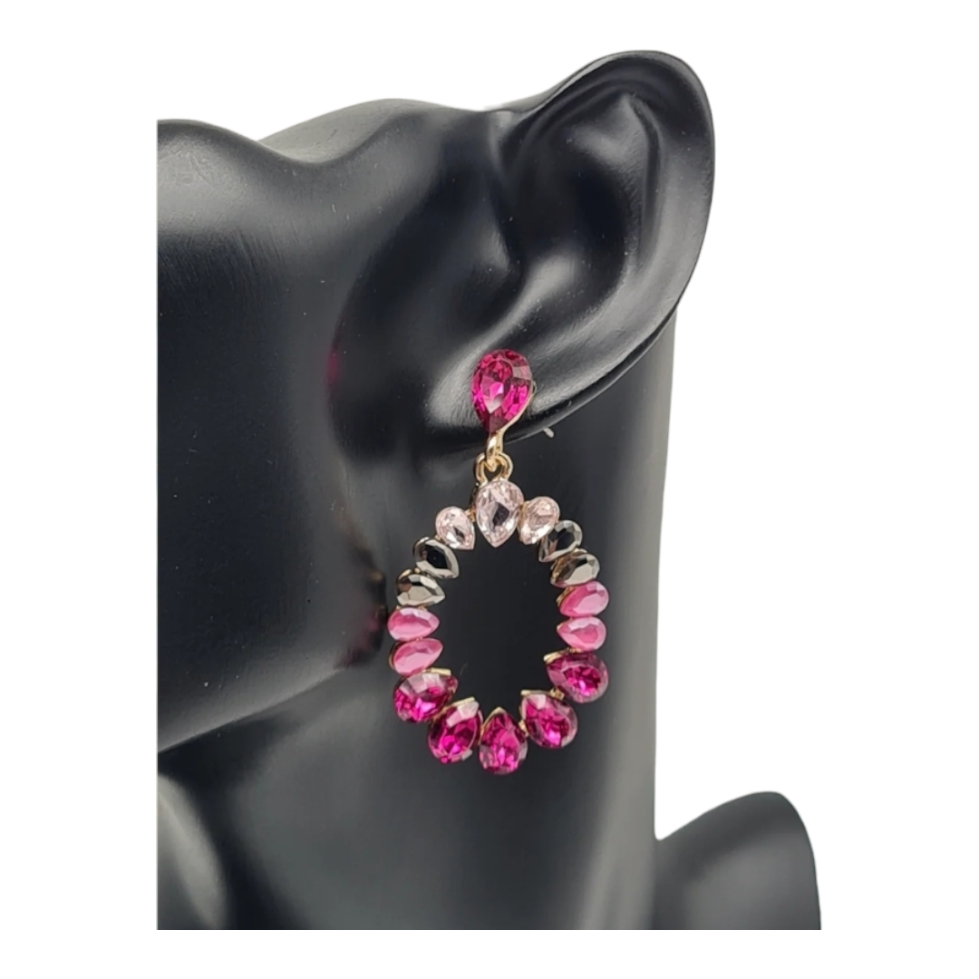 Ohrringe Ohrhänger Oval Pink-töne nickelfrei rosa Straß Sweet7 Rosa Statement