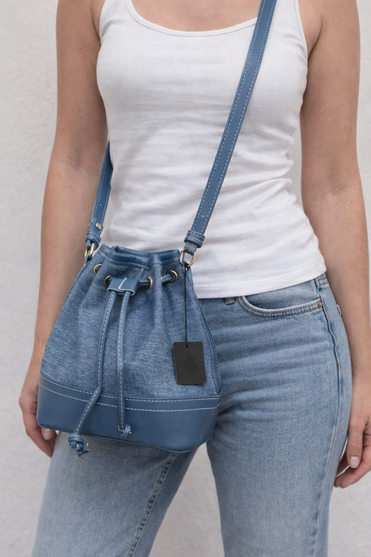 Yehwang Beuteltasche Denim Dunkelblau Jeans Blau Denim streetwear