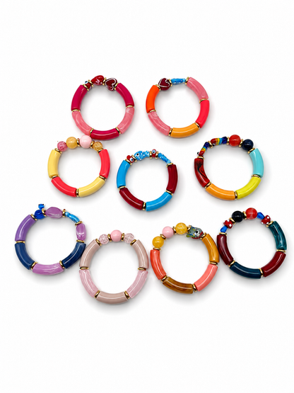 Armband Blau Orange Lila Bordeaux Naturtöne Trend elastisch (Kopie)