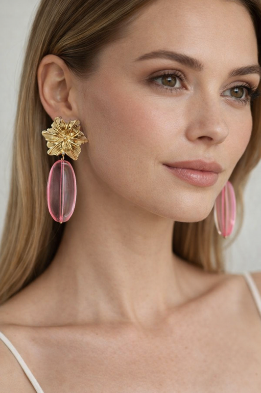 Yehwang  Ohrhänger Tropen Blume Goldfarben Acryl verschiedene Farben nickelfrei