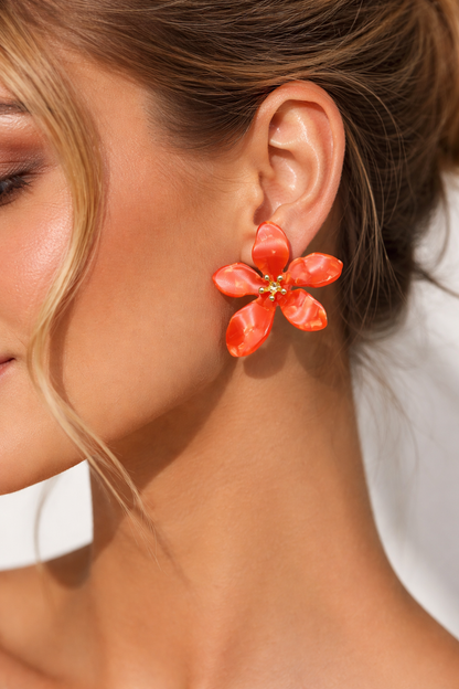 Ohrstecker Ohrhänger Orange Perlmutt Blume Positiv Sweet7