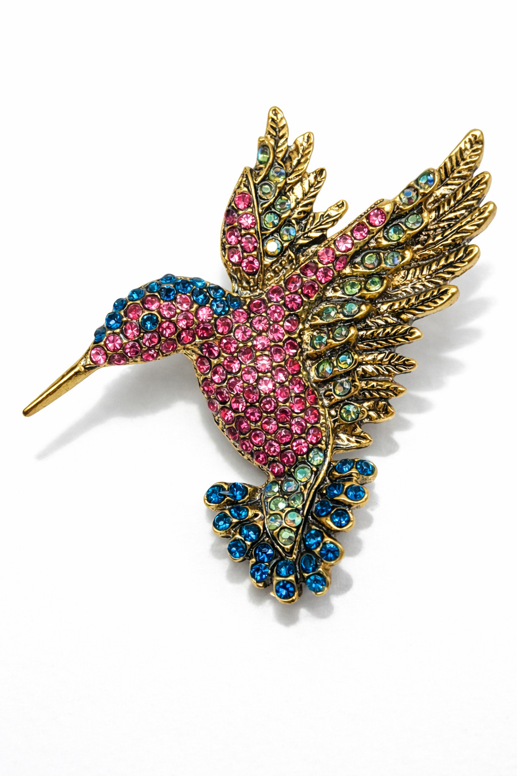 Brosche Kolibri Blau Pink Amazonas Vogel Vögel Trend hummingbird