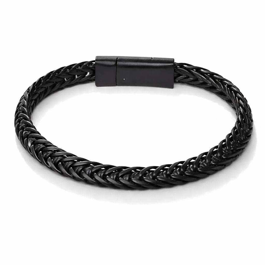 Armband Gun Metall Schwarzes Flaches Armband Magnetverschluss Unisex Biba