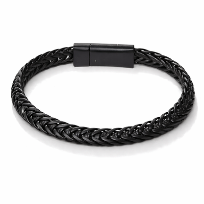 Armband Gun Metall Schwarzes Flaches Armband Magnetverschluss Unisex Biba