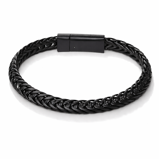 Armband Gun Metall Schwarzes Flaches Armband Magnetverschluss Unisex Biba