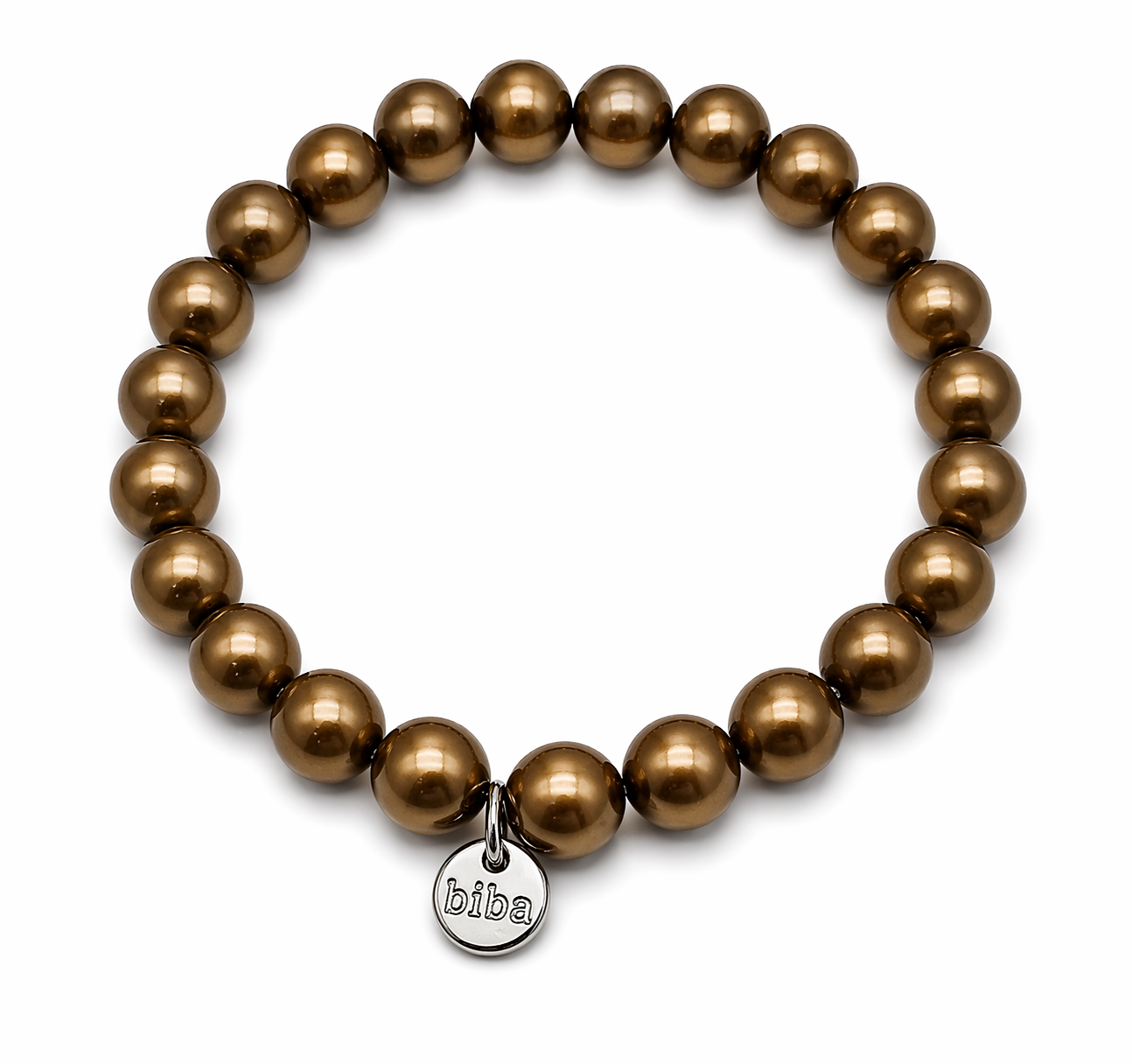 Armband elastisch Bronzefarbene Perlen kombinierbar Natur Braun Biba