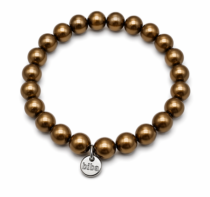Armband elastisch Bronzefarbene Perlen kombinierbar Natur Braun Biba
