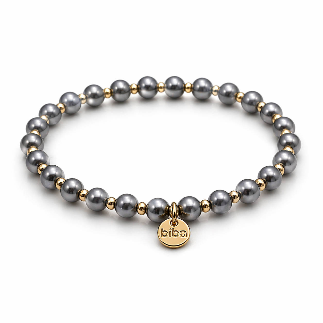 Armband elastisch Grau  Goldfarben 2 Größen nickelfrei Trend  Biba