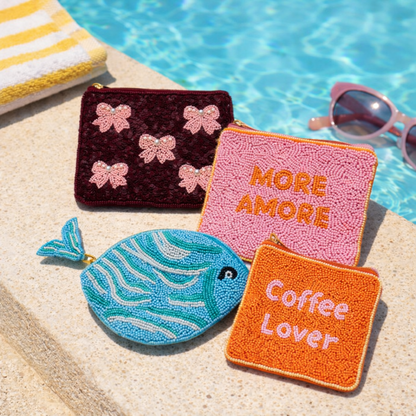 Portemonnaie Geldbörse Fisch Schleifen Coffee Amore perlen Münzen Liet & Joliet