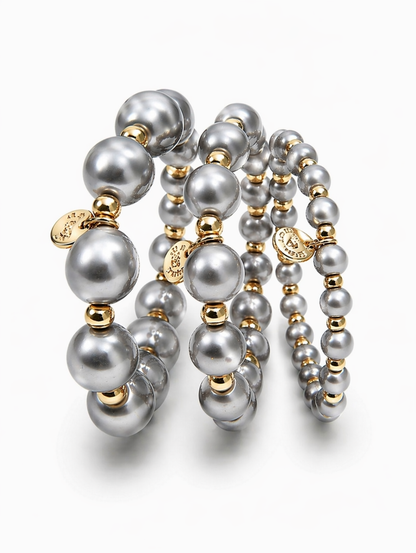 Armband elastisch Silbergrau mit Goldfarben in 3 Größen Trend Sommer Biba
