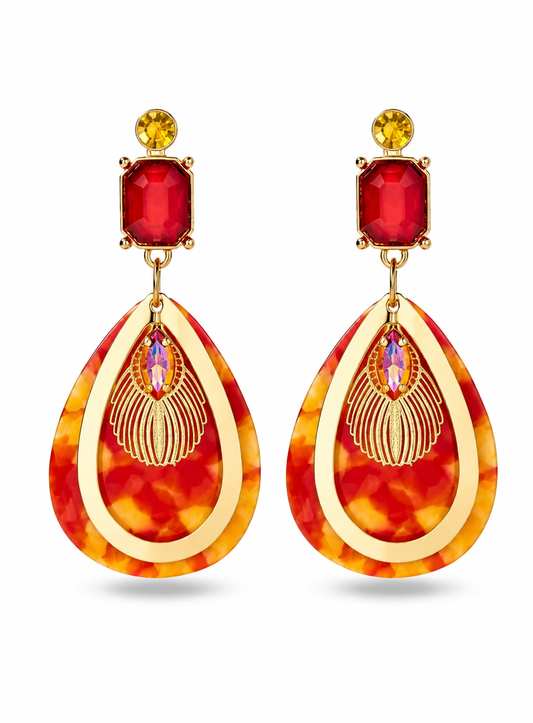 Blossom Bijoux Ohrhänger Ohrringe Koralle Gelb Goldfarben Statement Sommer