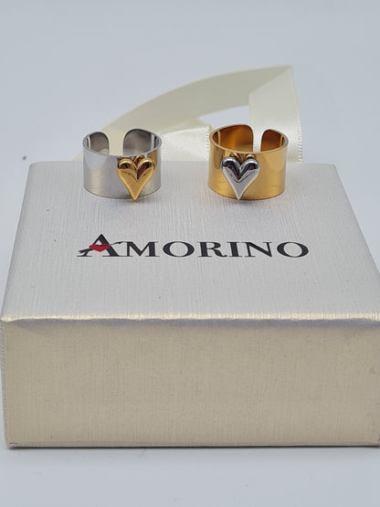 Amorino Ring, verstellbarer Ring Nickelfrei Gold silber herz liebe romantik treue