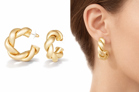 Creolen Goldfarben gedreht Nickelfrei Groß Ohrringe Yehwang