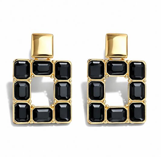 Biba Ohrringe ohrhänger goldfarben nickelfrei schwarz acryl elegant modeschmuck