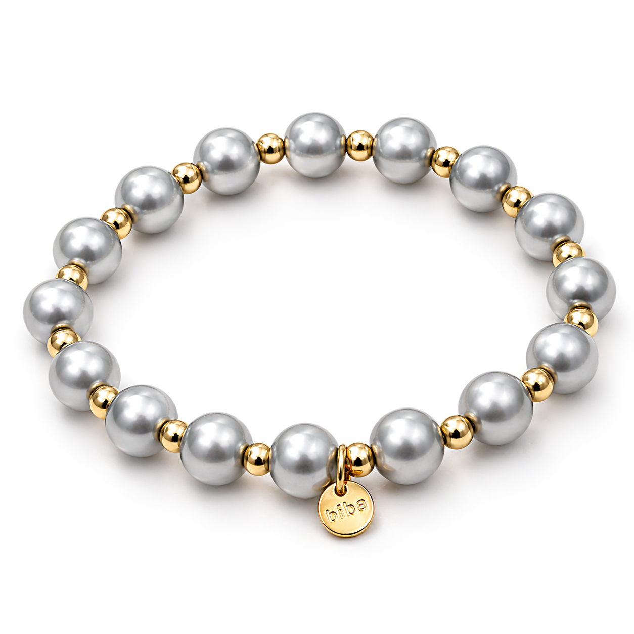 Armband elastisch Silbergrau mit Goldfarben in 3 Größen Trend Sommer Biba