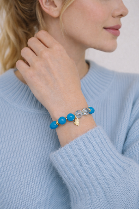 Armband elastisch Blau Gold Transparent Nickelfrei Sweet7 Statement