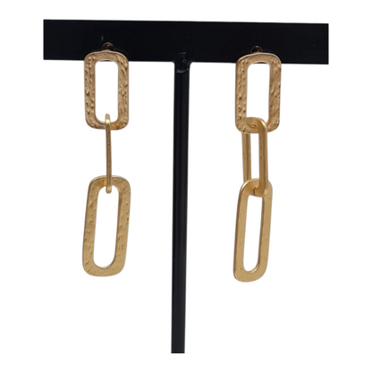 Ohrringe Ohrhänger Matt goldene Glieder Relief Nickelfrei Sweet7 elegant