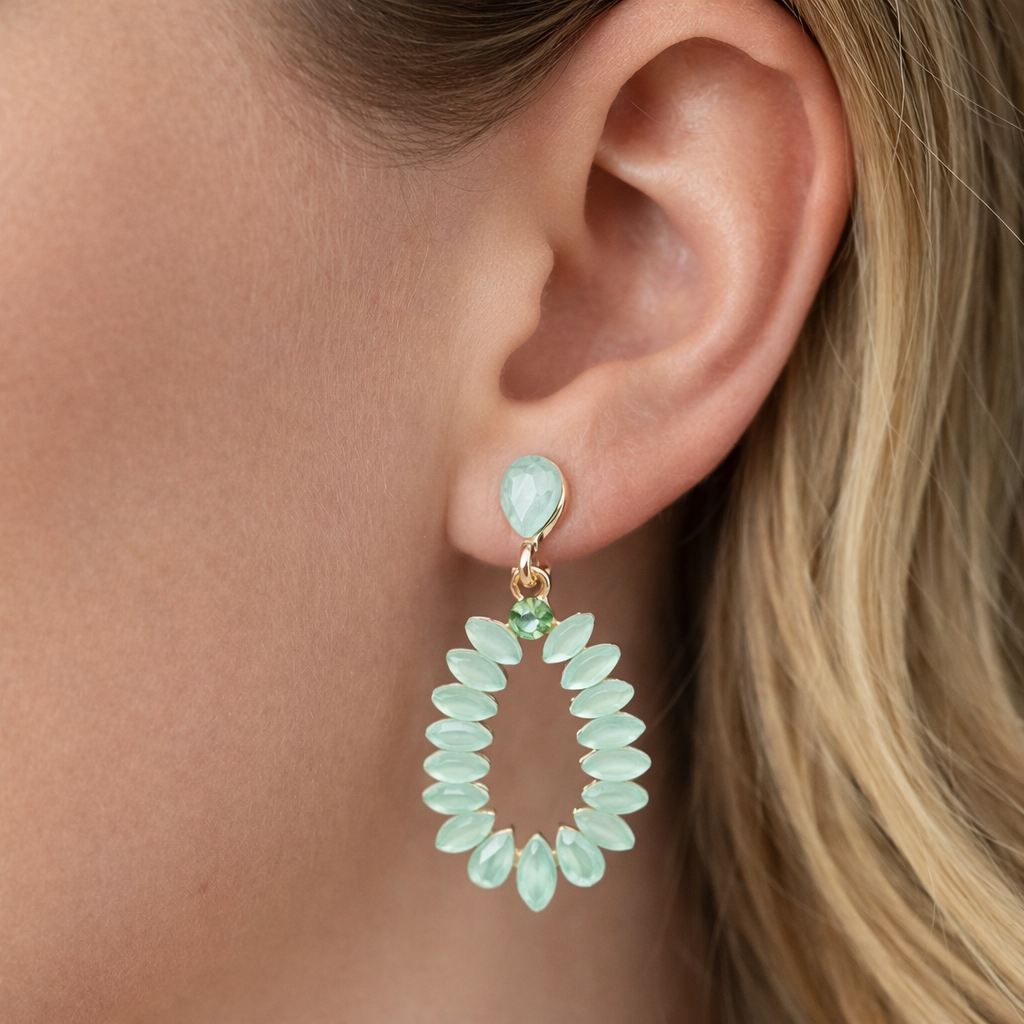 Ohrringe Orhhänger tropfenform Farben Nickelfrei Cat-Eye Stones Sweet7