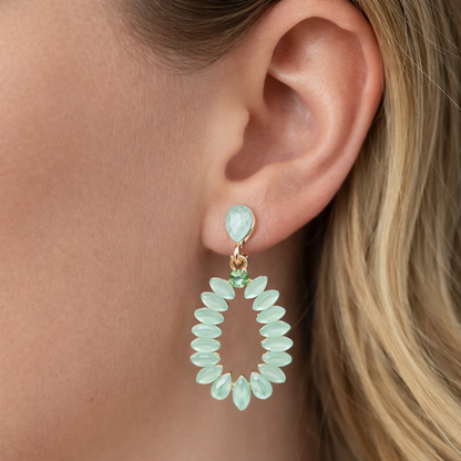 Ohrringe Orhhänger tropfenform Farben Nickelfrei Cat-Eye Stones Sweet7