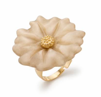 Ring One Size "Ibiza Flower" Trend nickelfrei Rosa Creme-Beige Mediteran