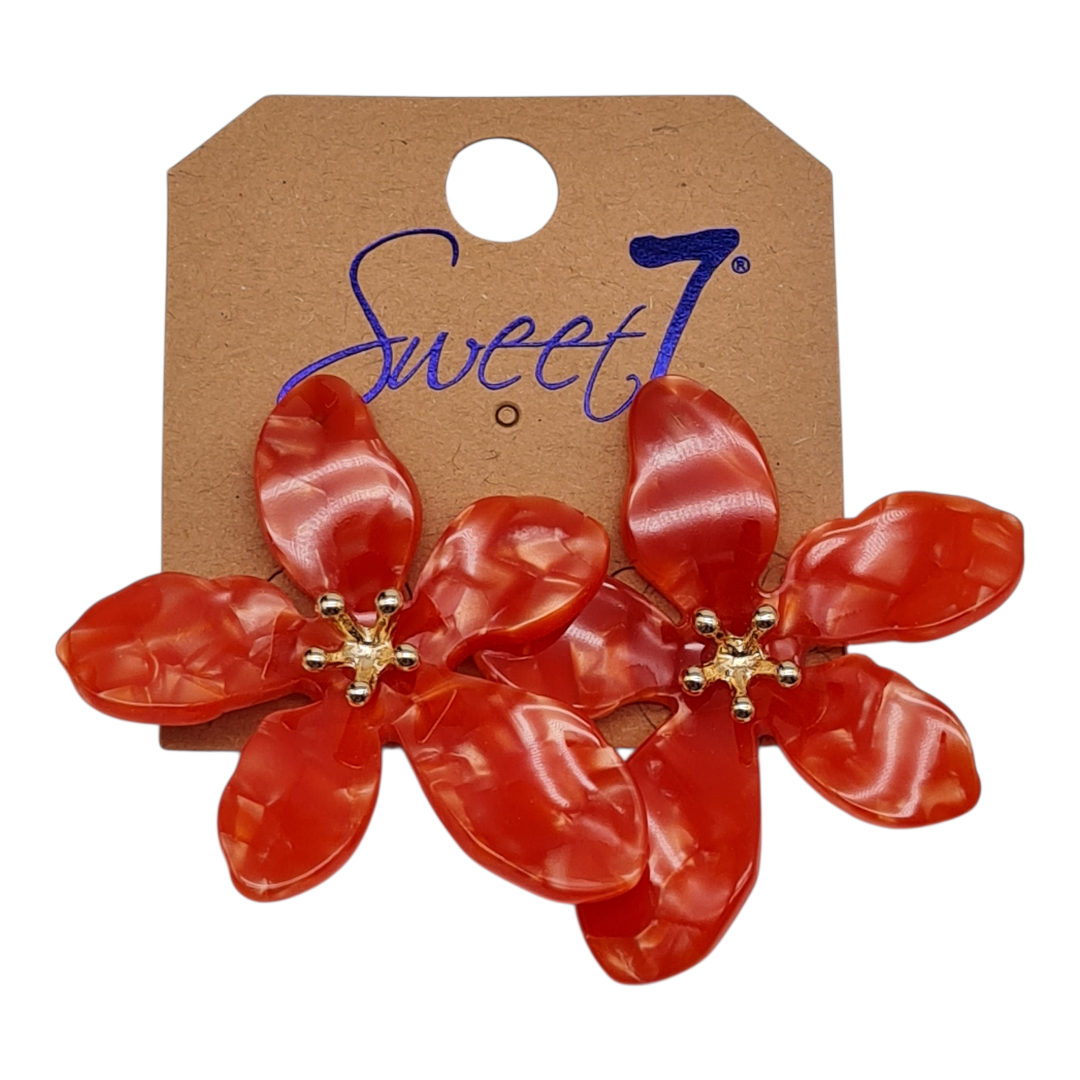 Ohrstecker Ohrhänger Orange Perlmutt Blume Positiv Sweet7