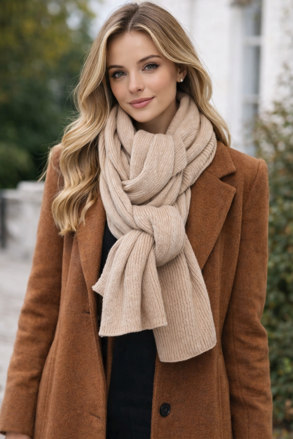 Yehwang Schal Basic Camel Acryl Winter Herbst Tuch