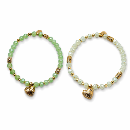 Armband elastisch Wassergrün Hellgrün Herzanhänger Trend Sommer Biba