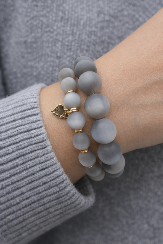 Armband Doppel-Armband nickelfrei Graue Space Beads Modern Elegant Sweet7