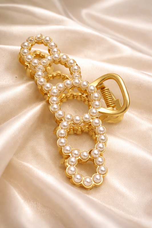 Haarklammer  Haarspange Haarschmuck Goldfarben "Perlenkreise" Sweet7