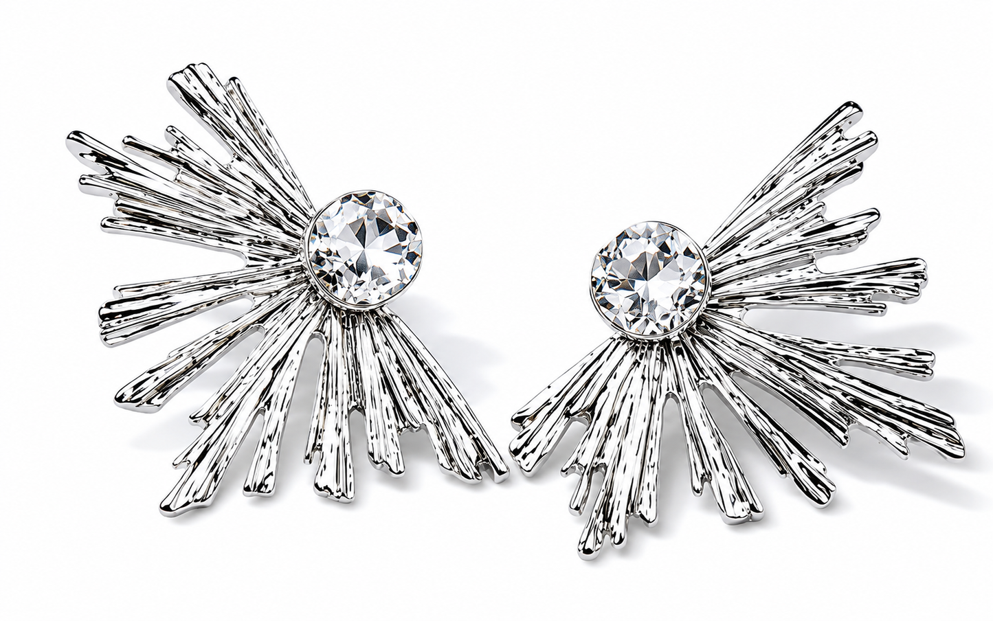 Ohrringe Ohrstecker Strass silberfarben Nickelfrei Sonne Statement Yehwang
