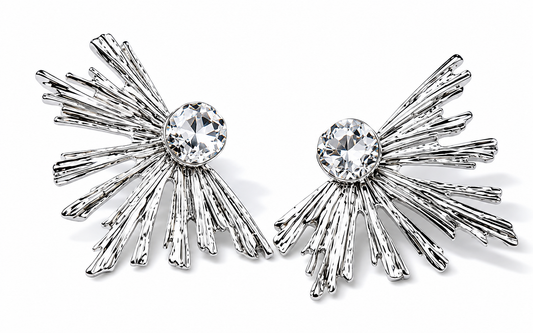 Ohrringe Ohrstecker Strass silberfarben Nickelfrei Sonne Statement Yehwang