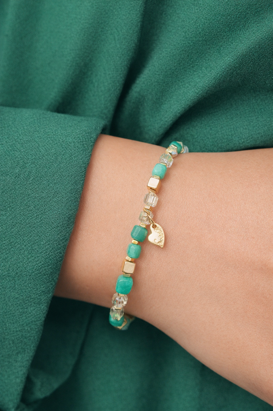 Armband elastisch Jade hellgrün türkis Gold Grün Nickelfrei Sweet7