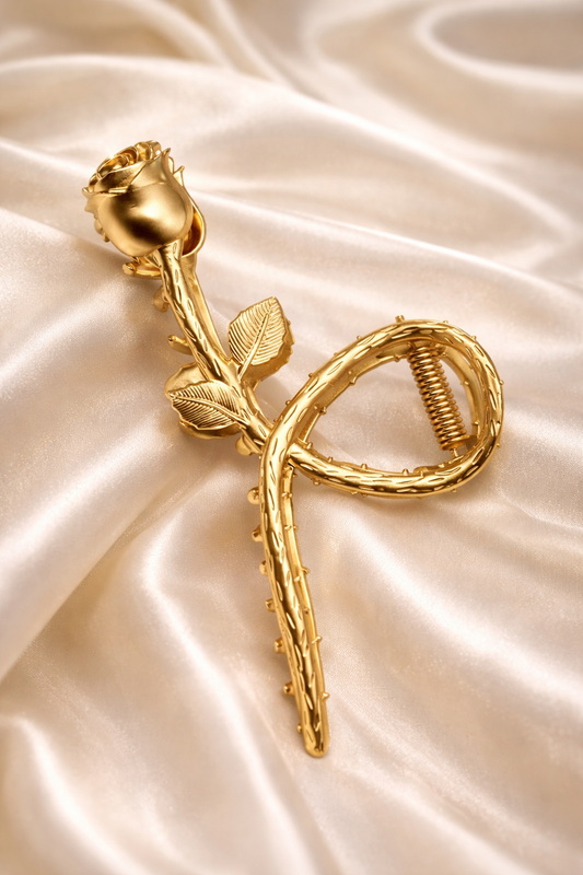 Haarklammer Haarspange Haarschmuck Mattgold Rose "Carmen la Rose" Sweet7