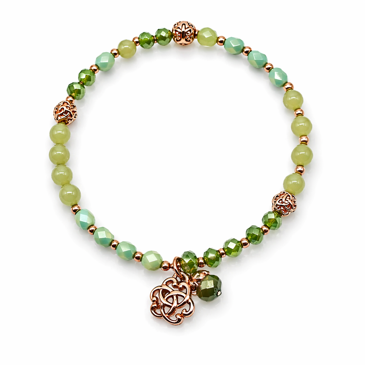 Armband elastisch in Grüntöne mit Anhänger Mandala Trend Sommer Biba