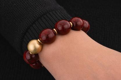 Biba Armband stretch elastische Burgund Bordeaux matt goldfarben nickelfrei