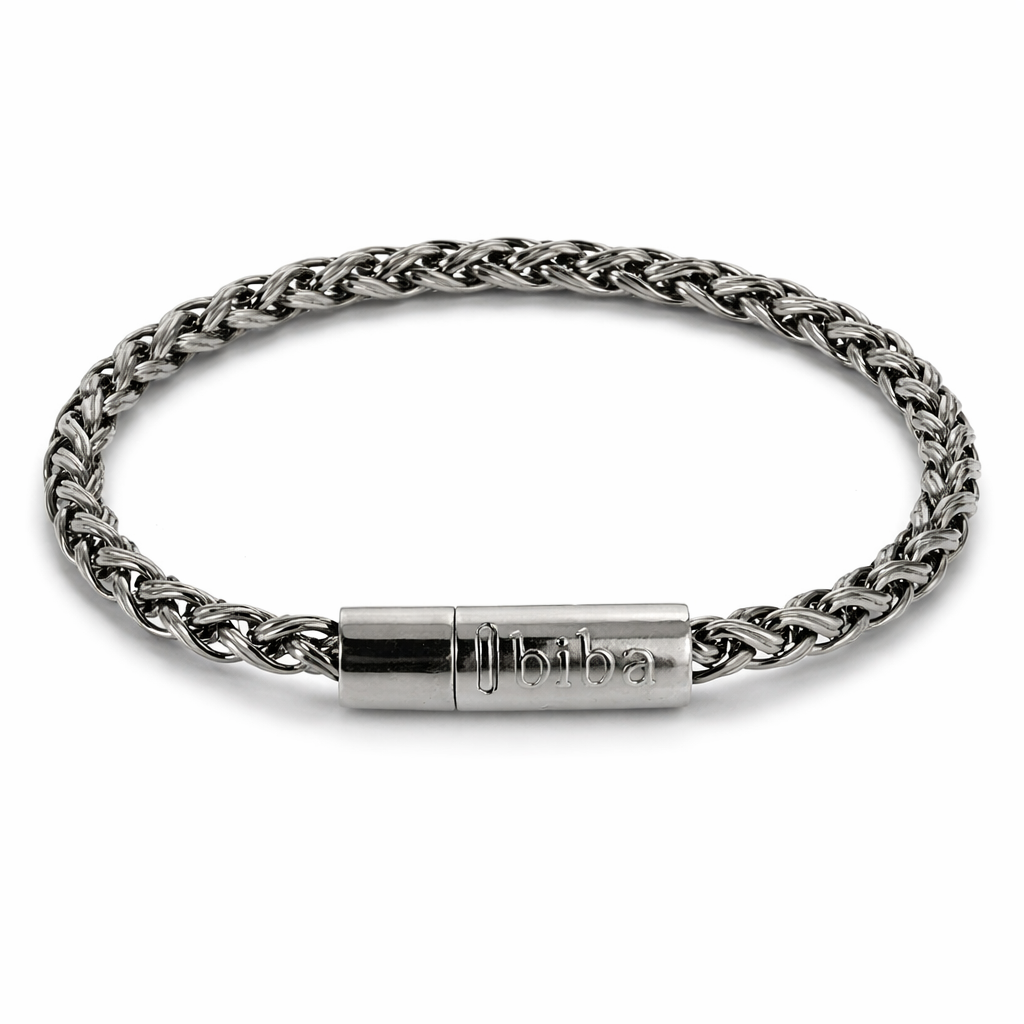 Armband Gun Metall Klobiges Glänzendes Armband Unisex nickelfrei Biba