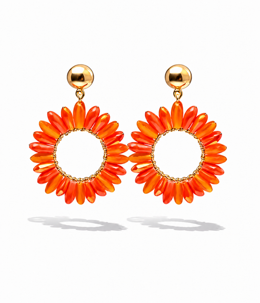 Ohrhänger Mandarin Blumen Crystal nickelfrei orange Kreis Mandarin Yehwang