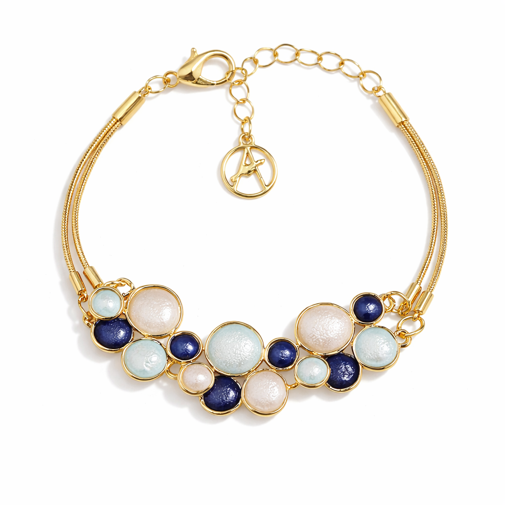 Armband Emaille nickelfrei Pastell blau hellblau goldfarben Trend Amorino