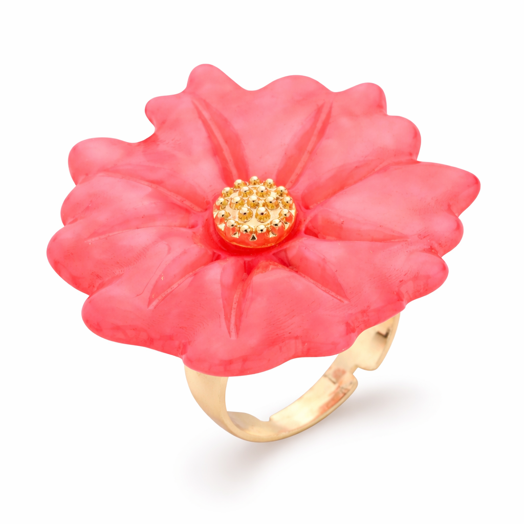 Ring One Size "Ibiza Flower" Trend nickelfrei Rosa Creme-Beige Mediteran