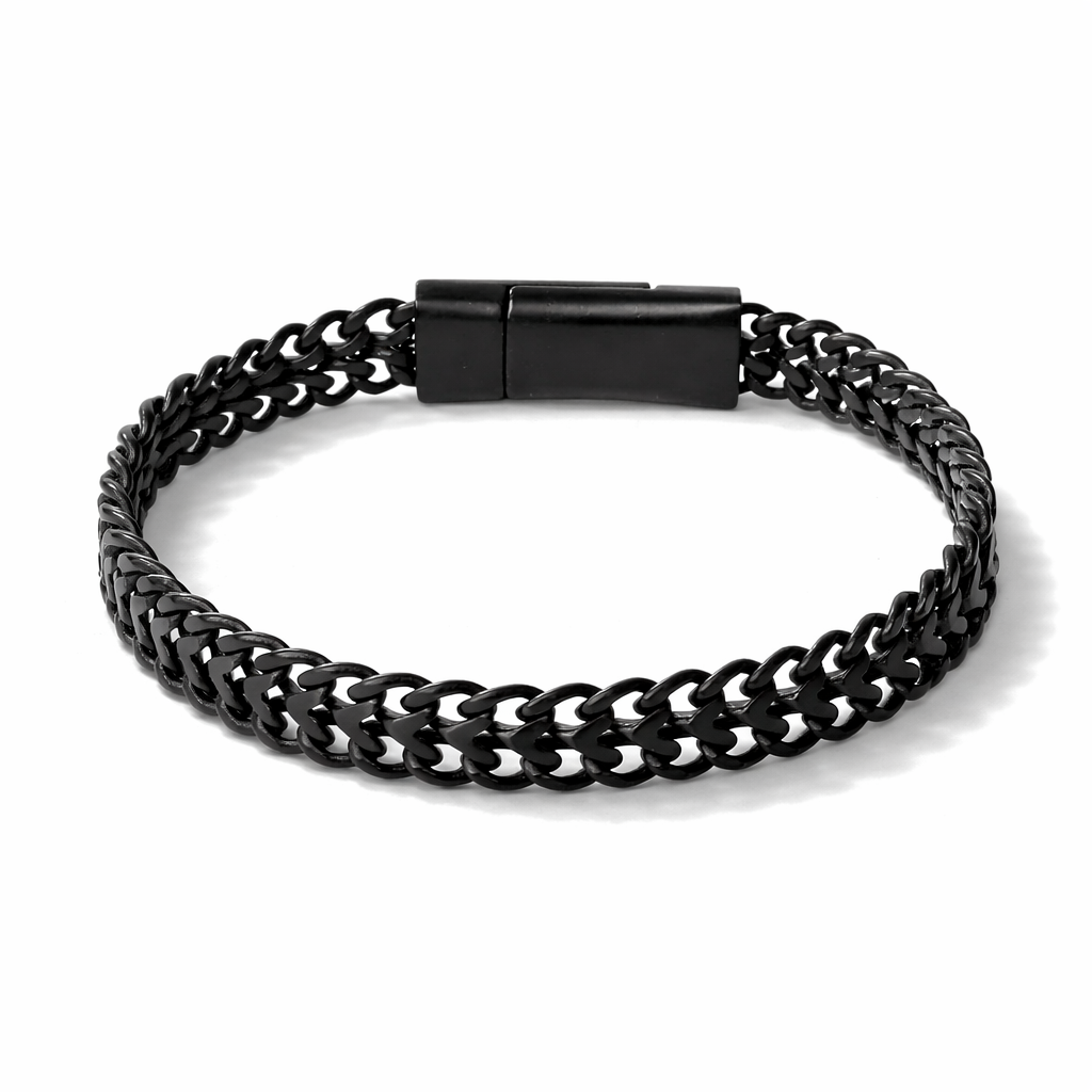 Armband Gun Metall flaches offener Gliederarmband Unisex Nickelfrei Biba
